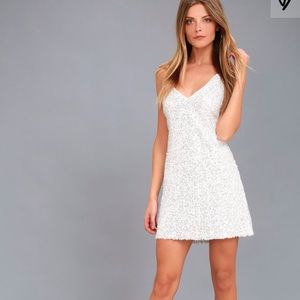 Force of Fashion White Backless Sequin Mini Dress